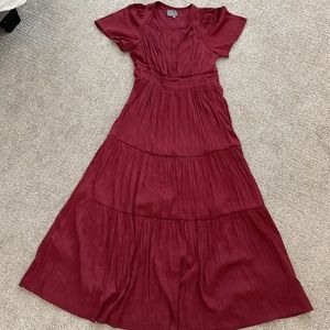 Anthropologie Somerset dress in SATIN, size MEDIUM, red wine color